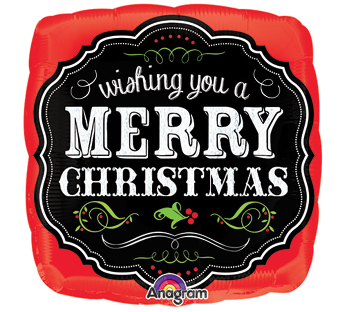 9" Airfill Only Merry Christmas Chalkboard Balloon