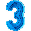 7" Airfill Only (requires heat sealing) Number Balloon 3 Blue