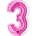 7" Airfill Only (requires heat sealing) Number Balloon 3 Fuschia