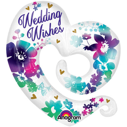 31" SuperShape Watercolor Wedding Wishes Balloon