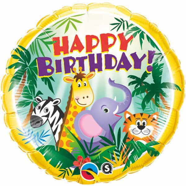 18" Jungle Themed Happy Birthday Balloons