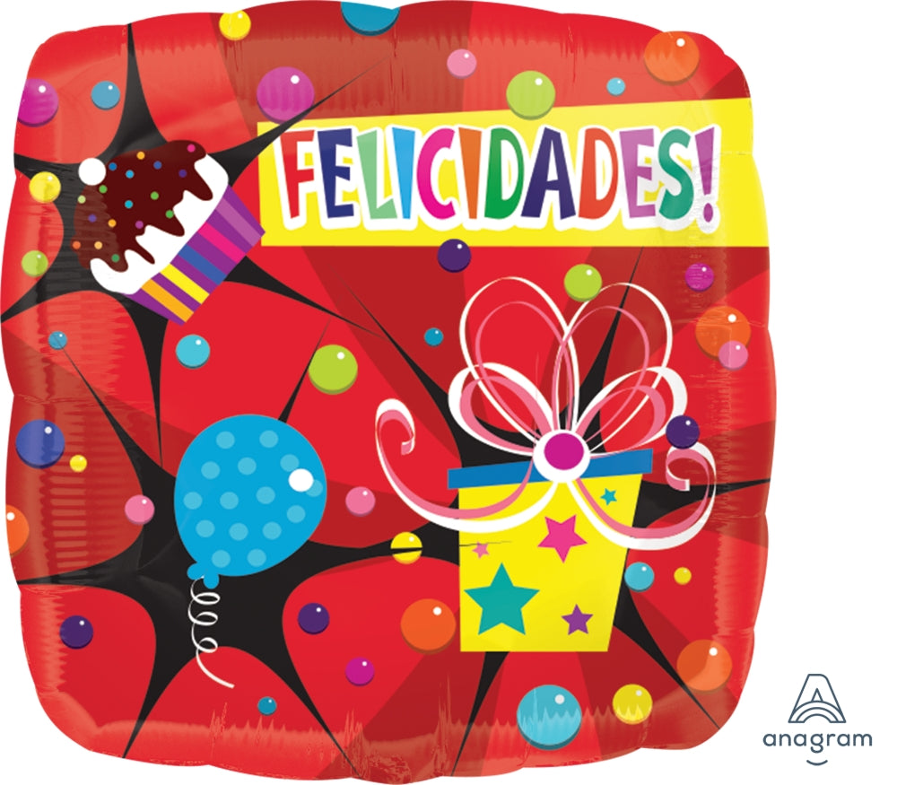 18" Felicidades Bubbles Cupcakes Gifts Balloon (Spanish)