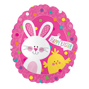 20" Happy Easter Bunny & Chick Foil Balloon