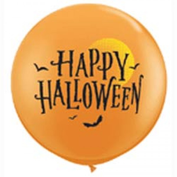 36" Halloween Moon & Bats (2 Count) Latex Balloons