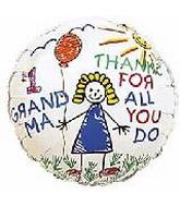 4" Airfill Only #1 Grandma Thanks/ Kids Balloon