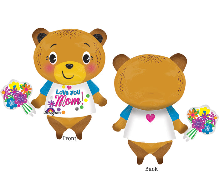 29" Jumbo Love You Mom Bear with Flowers Balloon