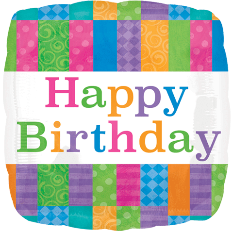18" Birthday Squares Color Pattern Balloon
