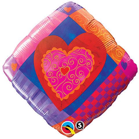 18" Heart Accent Patterns Foil Balloon