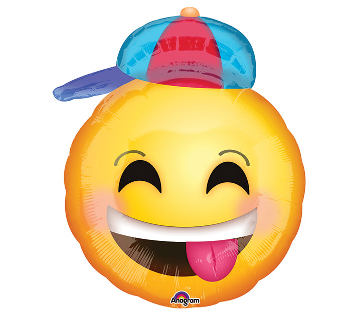 20" Happy Emoji with Hat Balloon Packaged