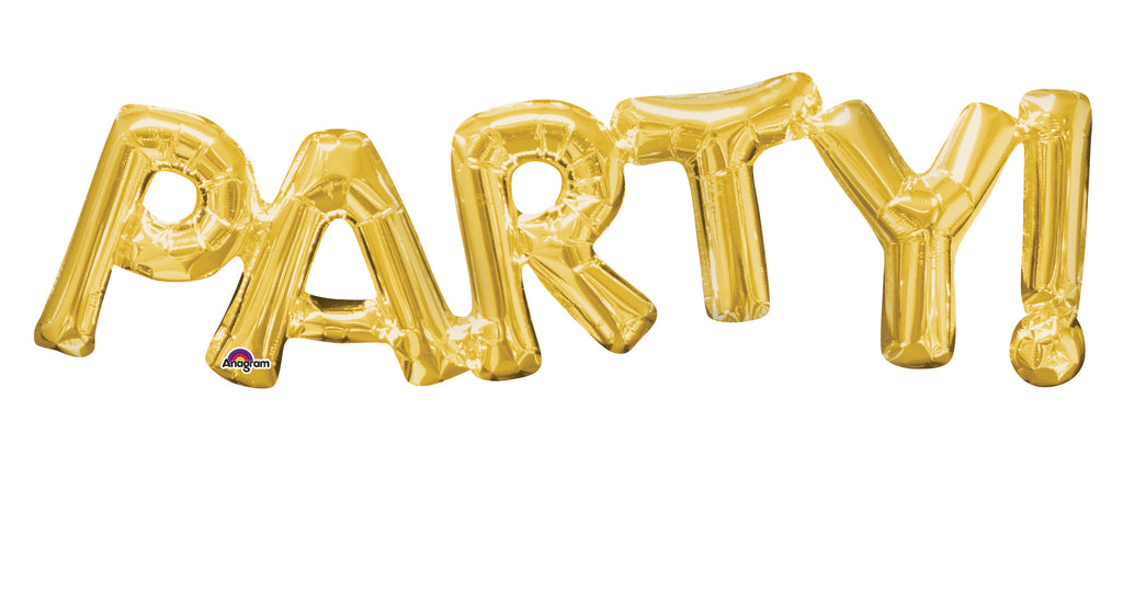 33" Jumbo Phrase " PARTY" Gold Balloon Packaged