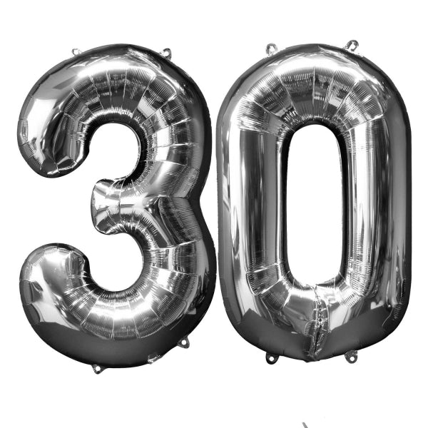 Anagram Brand Number Bunch: 3-0 Silver Balloon Packaged