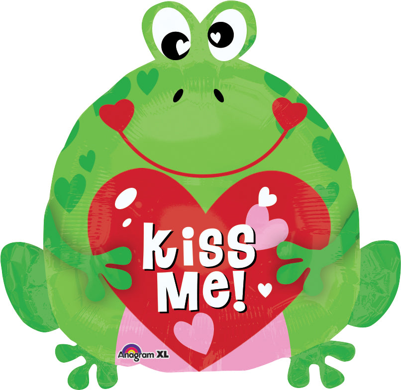 18" Kiss Me Heart Frog Balloon