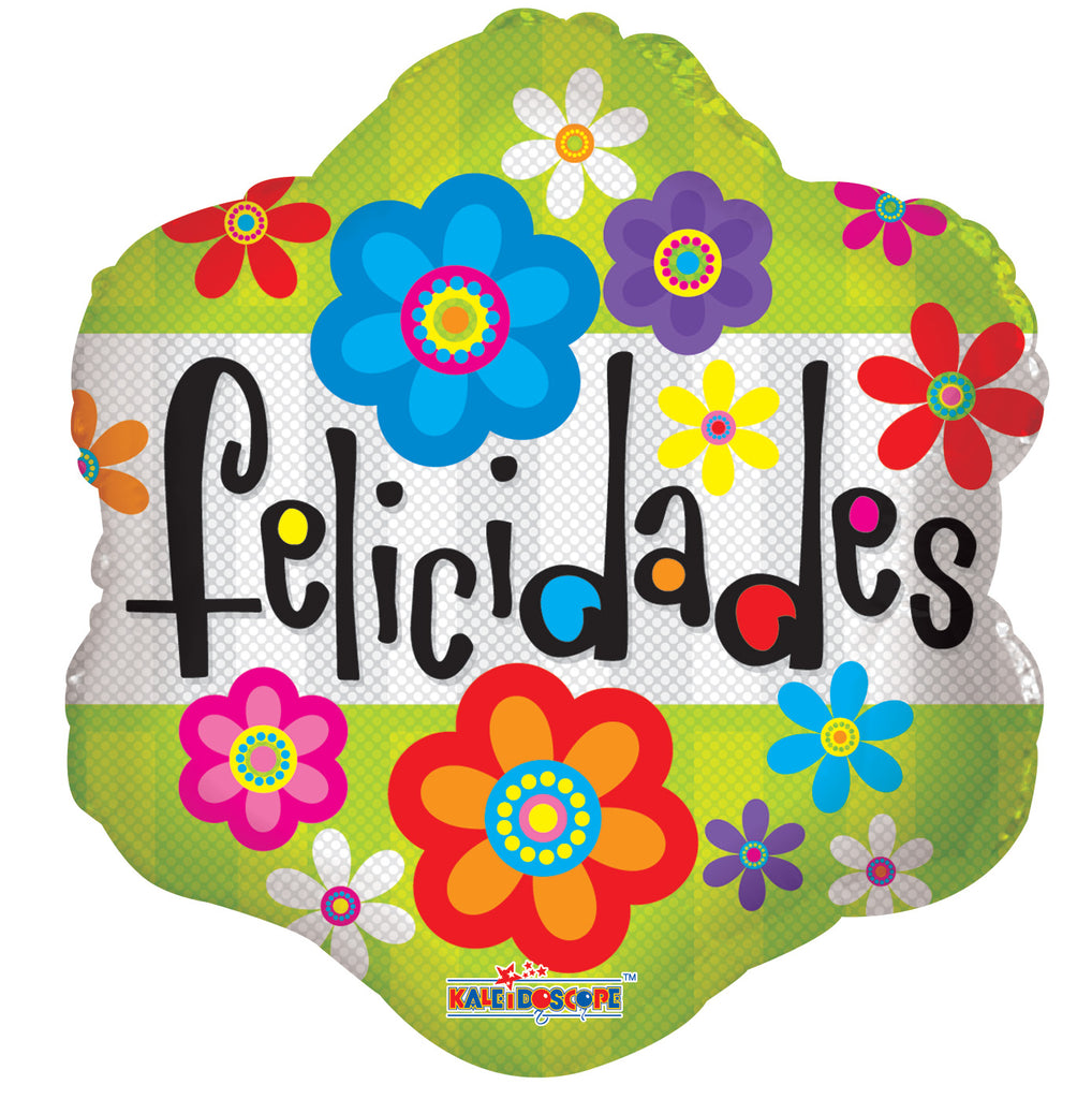 9" Airfill Only Felicidades Flores Balloon (Spanish)