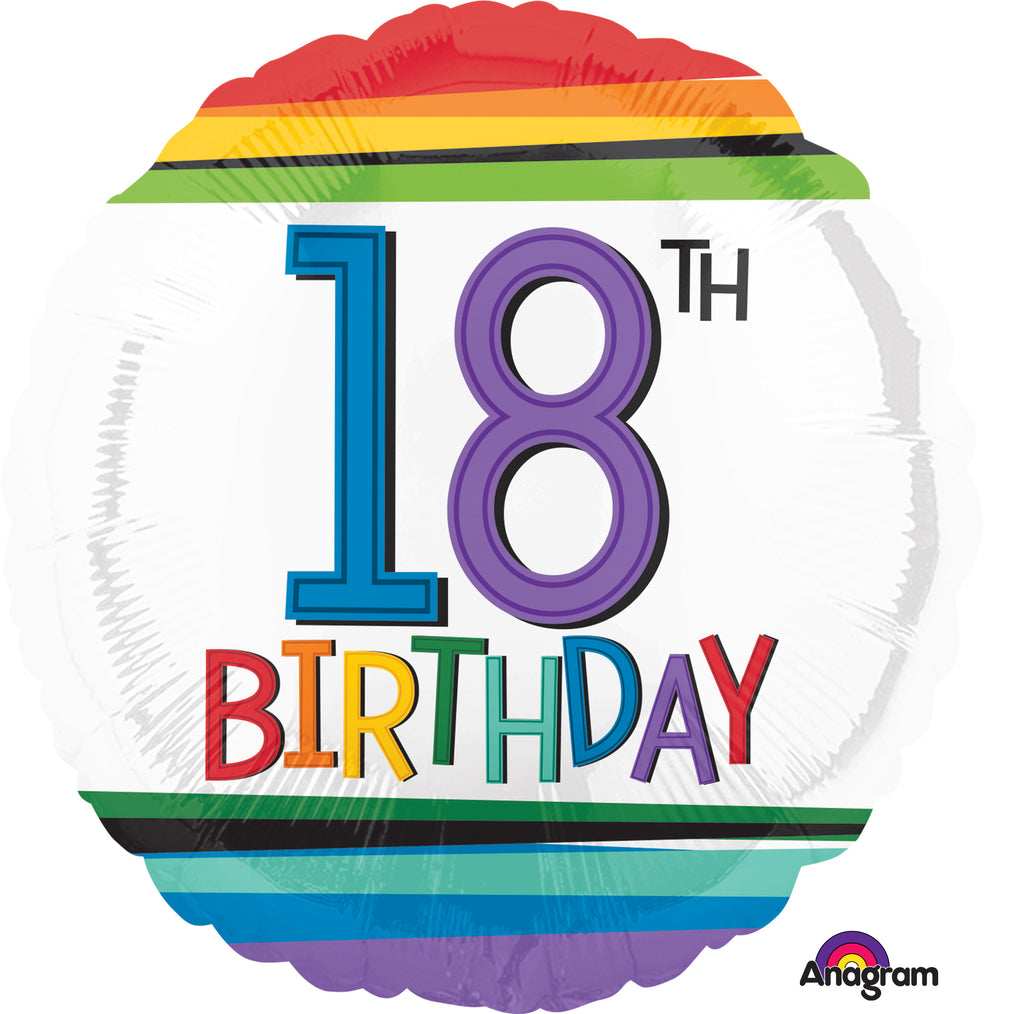 18" Rainbow Birthday 18th Balloon