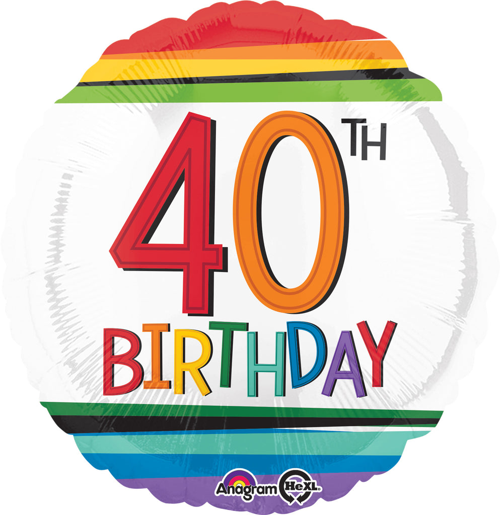 18" Rainbow Birthday 40 Balloon