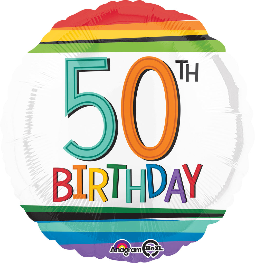 18" Rainbow Birthday 50 Balloon