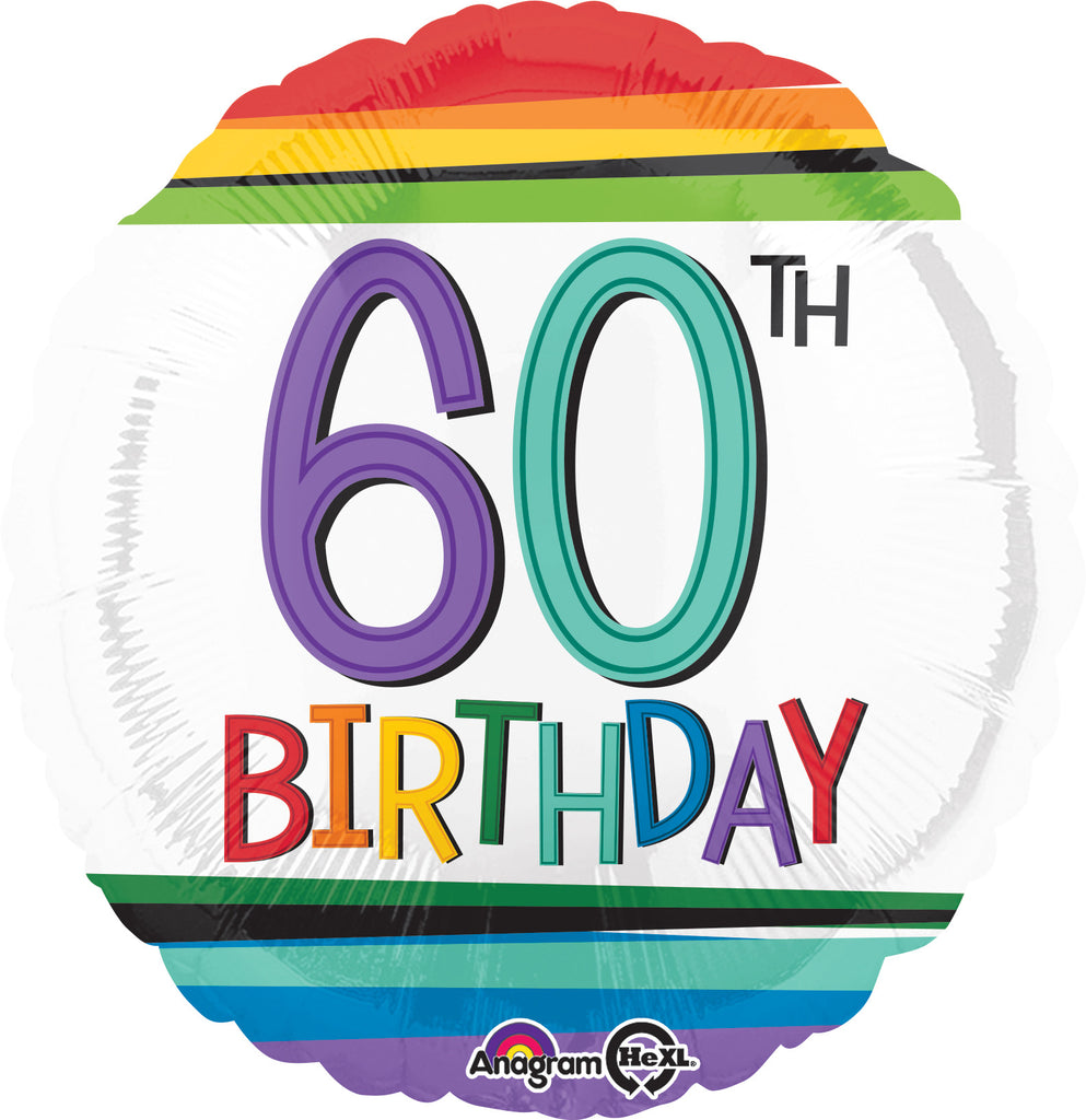 18" Rainbow Birthday 60 Balloon