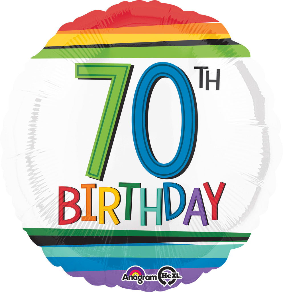 18" Rainbow Birthday 70 Balloon