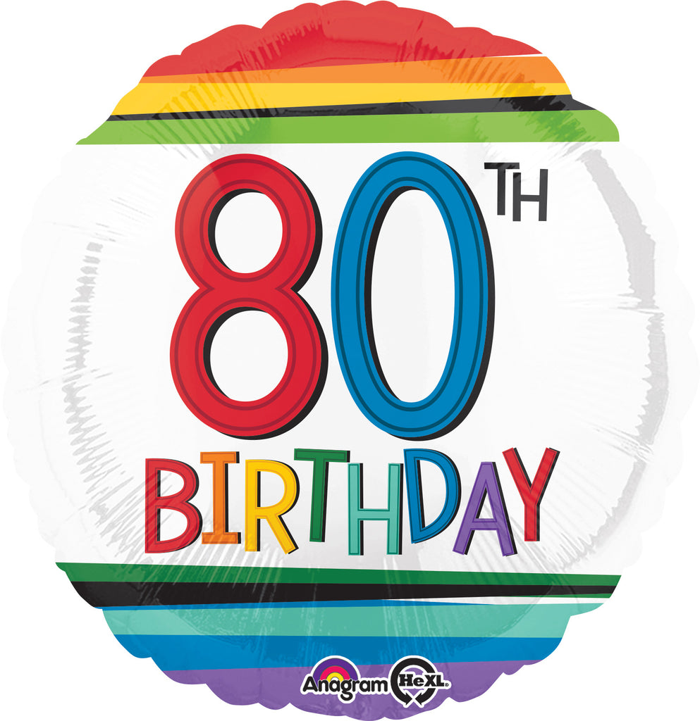18" Rainbow Birthday 80 Balloon