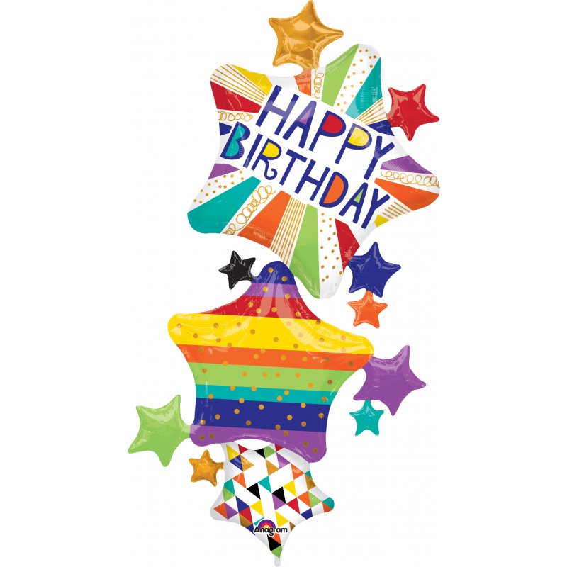 Happy Birthday Balloon Bright Stars Foil