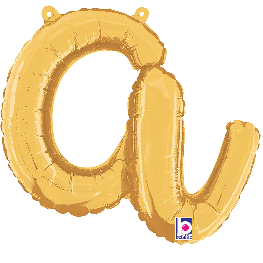14" Air Filled Only Foil Script Letter "A" Gold Foil Balloon