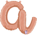 14" Air Filled Only Foil Script Letter "A" Rose Gold Foil Balloon