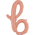 24" Air Filled Only Script Letter "B" Rose Gold Foil Balloon