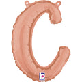 14" Air Filled Only Script Letter "C" Rose Gold Foil Balloon