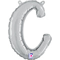 14" Air Filled Only Script Letter "C" Silver Foil Balloon