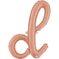 24" Air Filled Only Script Letter "D" Rose Gold Foil Balloon