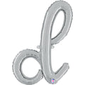 24" Air Filled Only Script Letter "D" Silver Foil Balloon