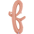 24" Air Filled Only Script Letter "F" Rose Gold Foil Balloon