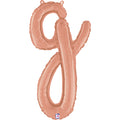 24" Air Filled Only Script Letter "G" Rose Gold Foil Balloon