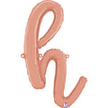 24" Air Filled Only Script Letter "H" Rose Gold Foil Balloon