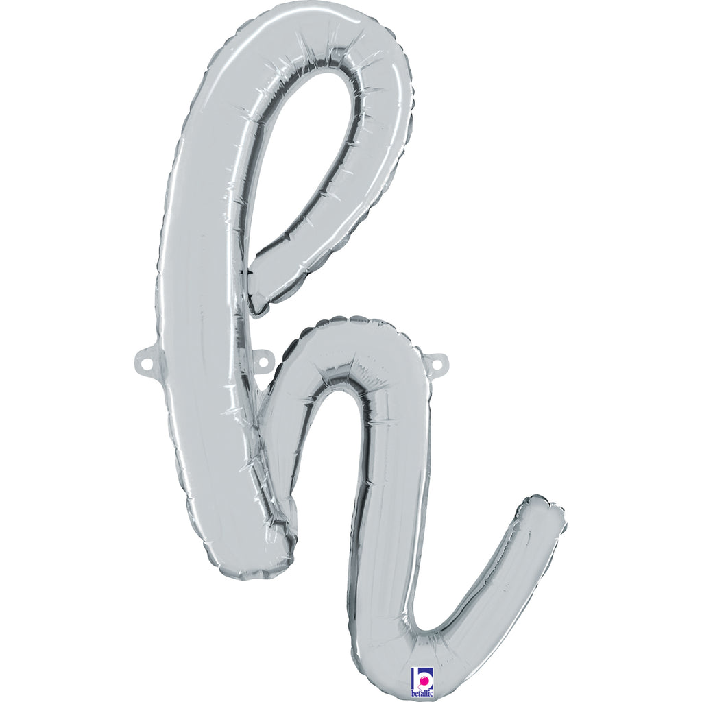 24" Air Filled Only Script Letter "H" Silver Foil Balloon
