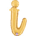 14" Air Filled Only Script Letter "I" Gold Foil Balloon