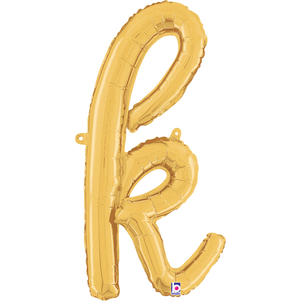 24" Air Filled Only Script Letter "K" Gold Foil Balloon