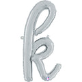 24" Air Filled Only Script Letter "K" Silver Foil Balloon