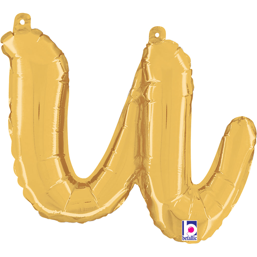14" Air Filled Only Script Letter "U" Gold Foil Balloon