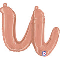 14" Air Filled Only Script Letter "U" Rose Gold Foil Balloon