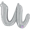 14" Air Filled Only Script Letter "U" Silver Foil Balloon