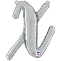 14" Air Filled Only Script Letter "X" Silver Foil Balloon