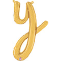 24" Air Filled Only Script Letter "Y" Gold Foil Balloon