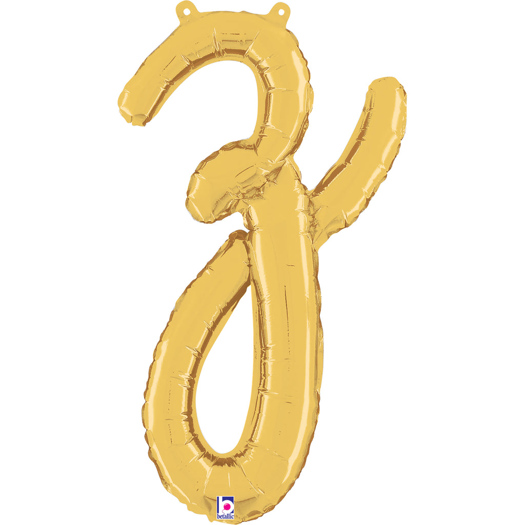 24" Air Filled Only Script Letter "Z" Gold Foil Balloon