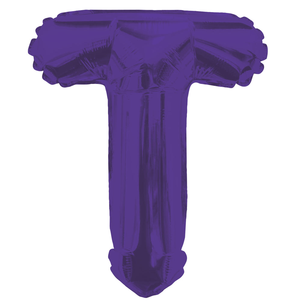 14" Airfill with Valve Only Letter T Purple Balloon