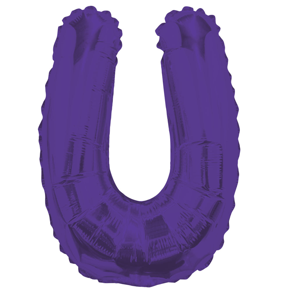 14" Airfill with Valve Only Letter U Purple Balloon