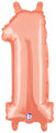 14" Airfill Only (Self Sealing) Megaloon Jr. Number 1 Rose Gold Balloon