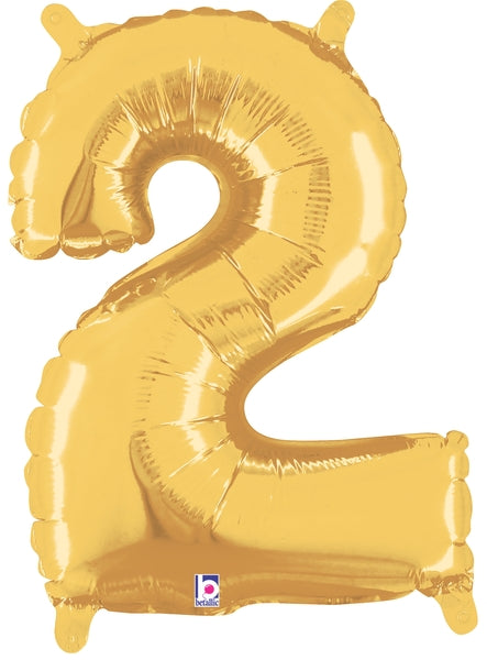 7" Airfill Only (requires heat sealing) Megaloon Jr. Number Balloon 2 Gold