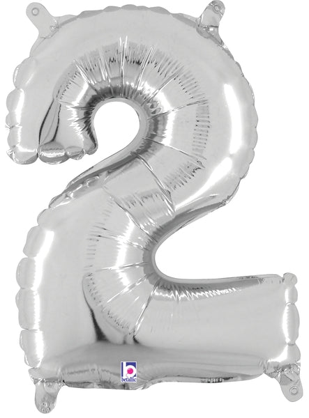 7" Airfill Only (requires heat sealing) Megaloon Jr. Number Balloon 2 Silver