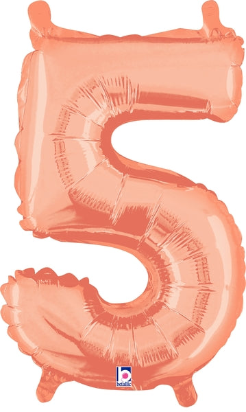 14" Airfill Only (Self Sealing) Megaloon Jr. Number 5 Rose Gold Balloon